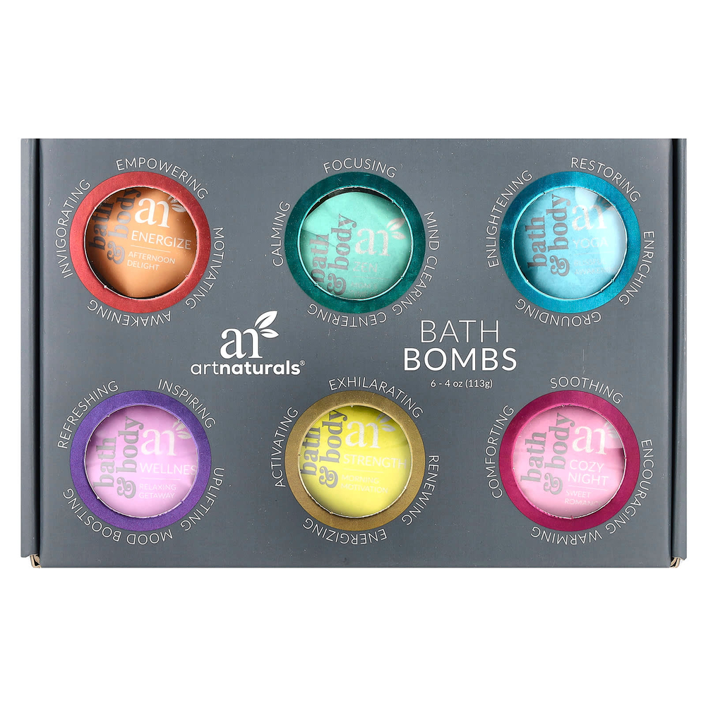 artnaturals, бомбы для ванны, 6 шт., 113 г (4 унции) каждая