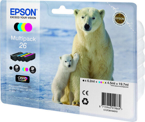 Epson Polar bear C13T26164020 струйный картридж Подлинный Черный, Голубой, Пурпурный, Желтый 1 шт