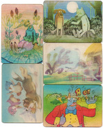 №155 Набор из 5 переливных (стерео) Календариков . Мультфильмы СССР 1990, 1991 гг.