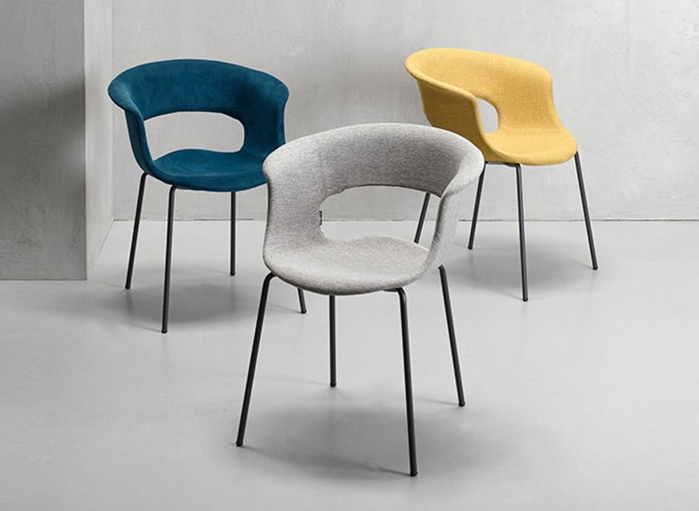 Кресло с обивкой Scab Design Miss B Pop coated steel frame, антрацит, светло-серый