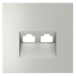 Накладка для розетки компьютерной двойной RJ45+RJ45 кат.6, (сталь) Voltum S70 VLS001405