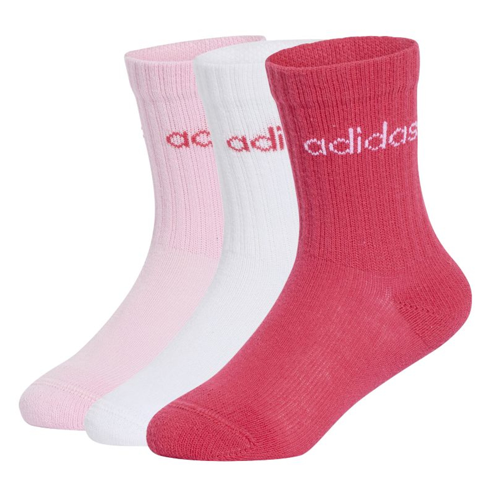 Теннисные носки Adidas Kids Linear Crew 3P - white/clear pink/power pink