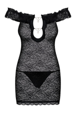 Черное платье с открытыми плечами и вырезом на груди с украшением Diamond Chemise SM (42-44) (Цвет: черный)
