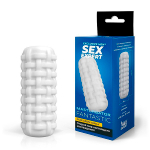 Белый мастурбатор с наружным рельефом в виде рогожки 14см Bior Toys Sex Expert SEM-55286