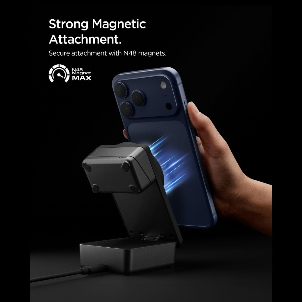 Док-станция Spigen EF323MQ 3в1 MAGNETIC Magsafe WIRELESS CHARGER 25W QI2.2 BLACK