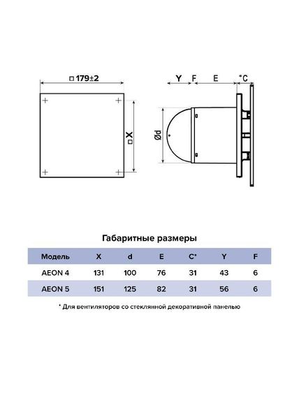 Вентилятор накладной AEON D100 обр.клапан MRH DICITI