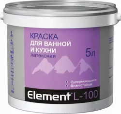 Краска Alpa Element L-100 для ванной и кухни латексная супермоющаяся белая 5л
