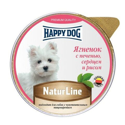 Паштет Happy Dog Nature Line для маленьких собак ягненок с печенью сердцем и рисом 125 г