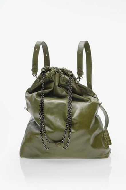 ZARA X JOHN GALLIANO БОЛЬШАЯ КОЖАНАЯ СУМКА TRI-CHIC — LIMITED EDITION, ЗЕЛЕНЫЙ ХАКИ