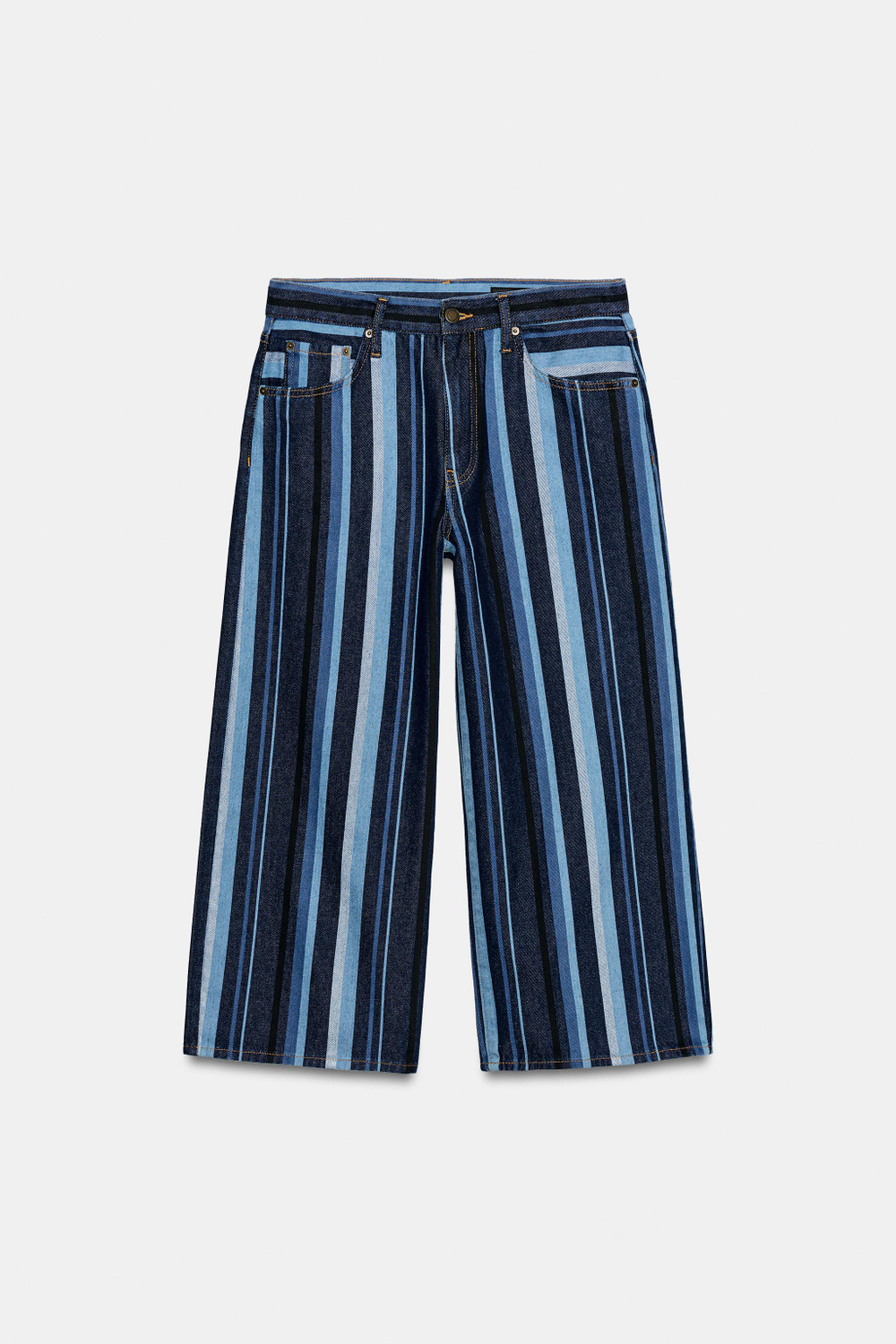 ДЖИНСЫ-КЮЛОТЫ В ПОЛОСКУ СО СРЕДНЕЙ ПОСАДКОЙ — ZW COLLECTION — ZARA