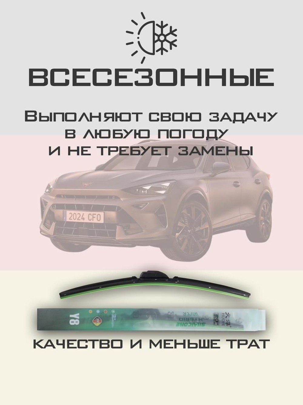 Щетки стеклоочистителя HUOYE Y8 650/425 мм на Cupra Formentor | Push button