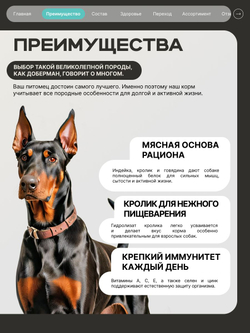 Корм для взрослых собак породы Доберман, с кроликом, 12 кг, QUATTRO