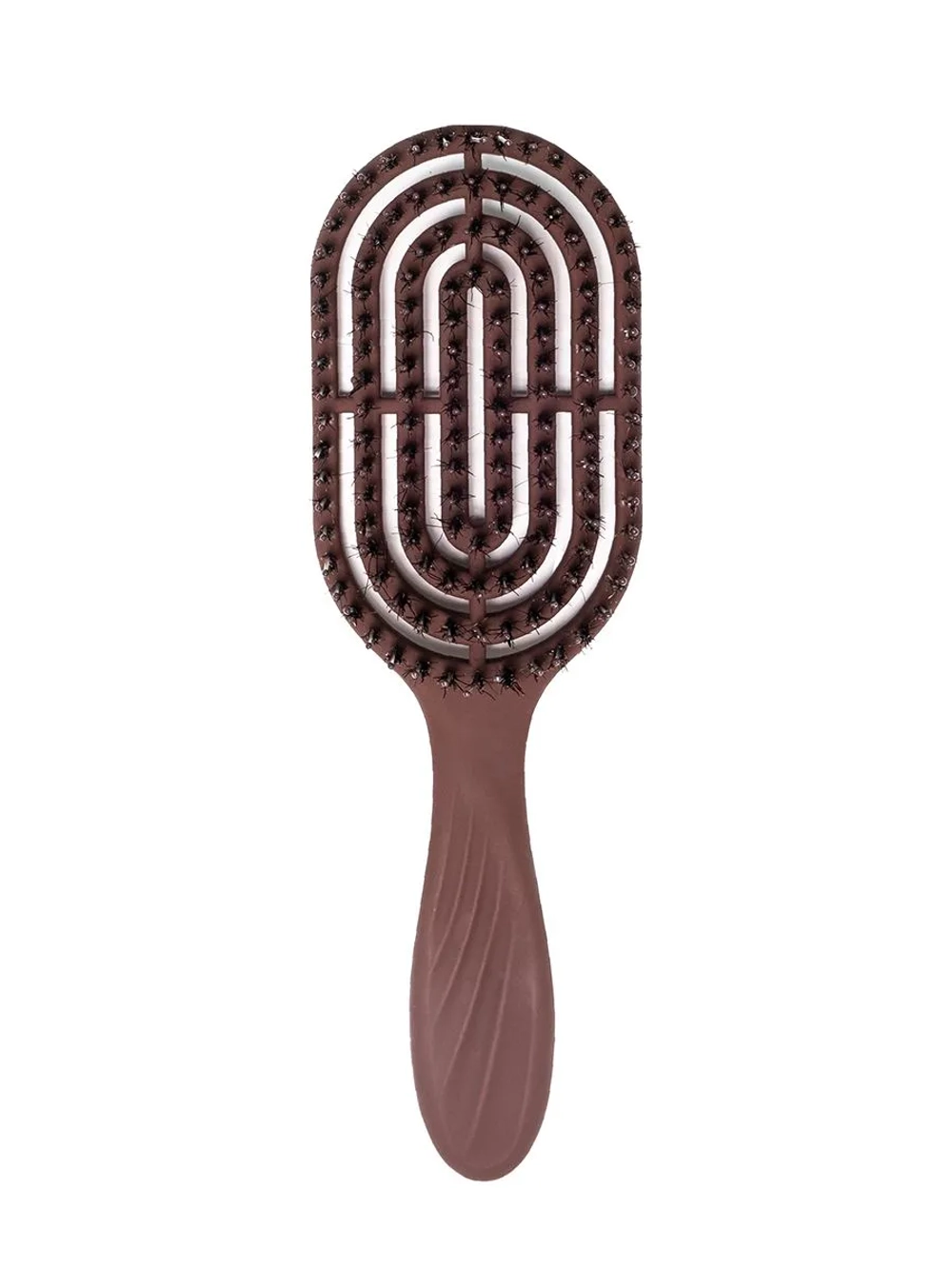 [Solomeya] Расческа массажная для волос с НАТУРАЛЬНОЙ ЩЕТИНОЙ КОРИЧНЕВАЯ Hair Brush With Natural Boar Bristle Brown, 1шт