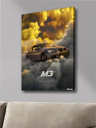 Картина Жёлтые облака: BMW для интерьера 30х40см 1шт., на деревянном подрамнике