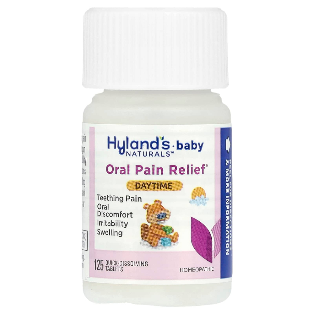 Hyland's Naturals, таблетки для облегчения боли в полости рта у грудных детей, для дневного приема, от 0 месяцев, 125 быстрорастворимых таблеток