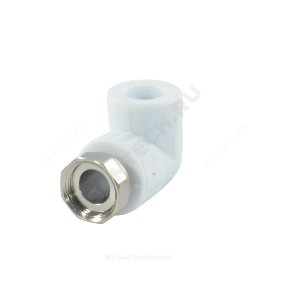 Угольник PP-R комбинированный белый Дн 20х1/2" с накидной гайкой VALFEX 10138020