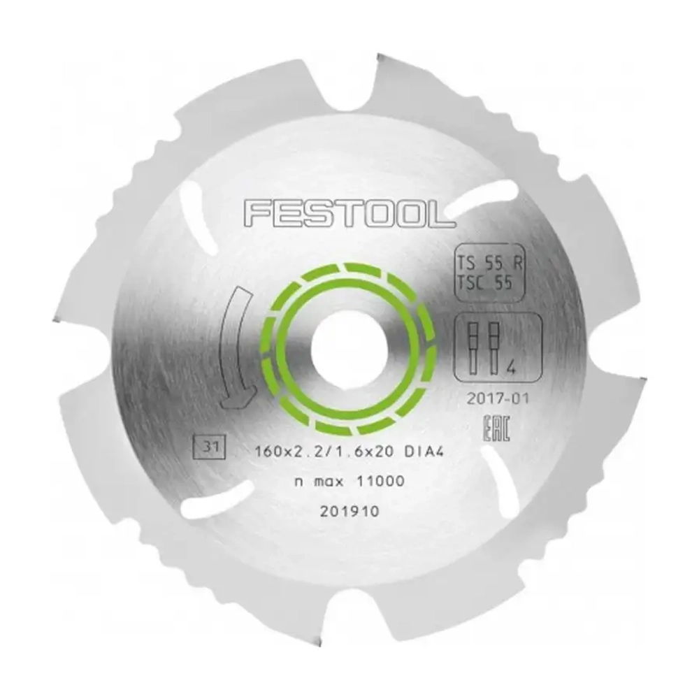 Пильный диск с алмазным зубом 160x2,2x20 DIA4 FESTOOL 201910