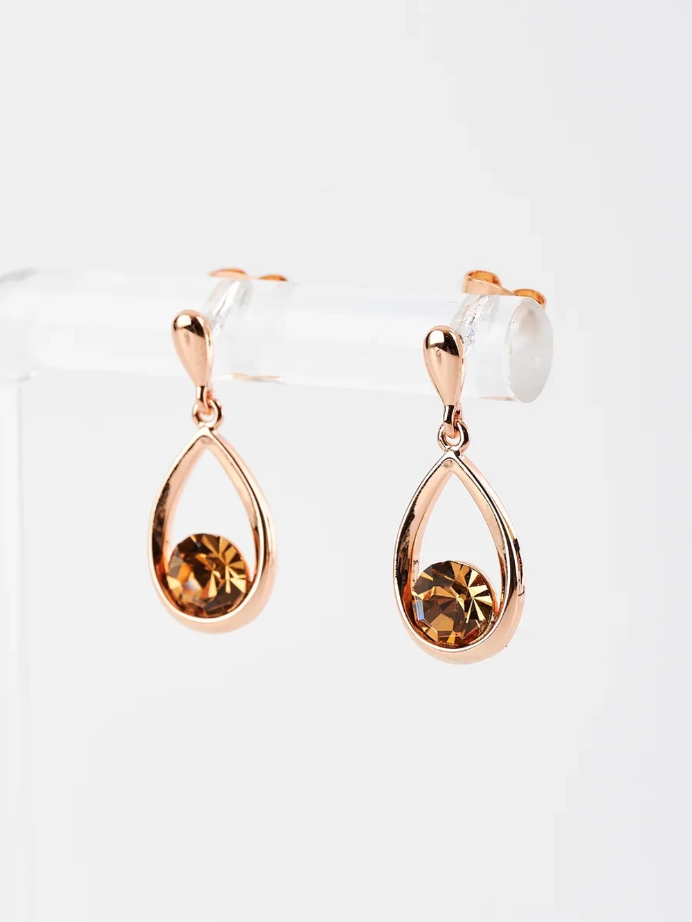 Серьги-капли Белла с кристаллами Swarovski шампань