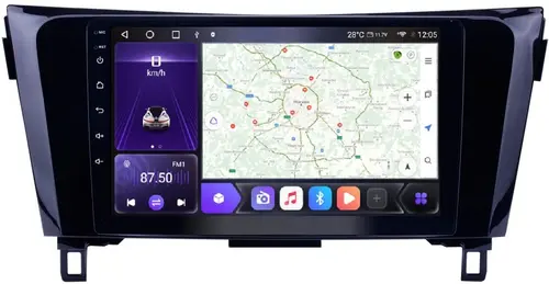 Магнитола для Nissan X-Trail T32, Qashqai J11 2014-2022 (рамка маленькая) - Kuberg OL-1675 QLed, Android 12, Быстрая, CarPlay, 4G SIM-слот