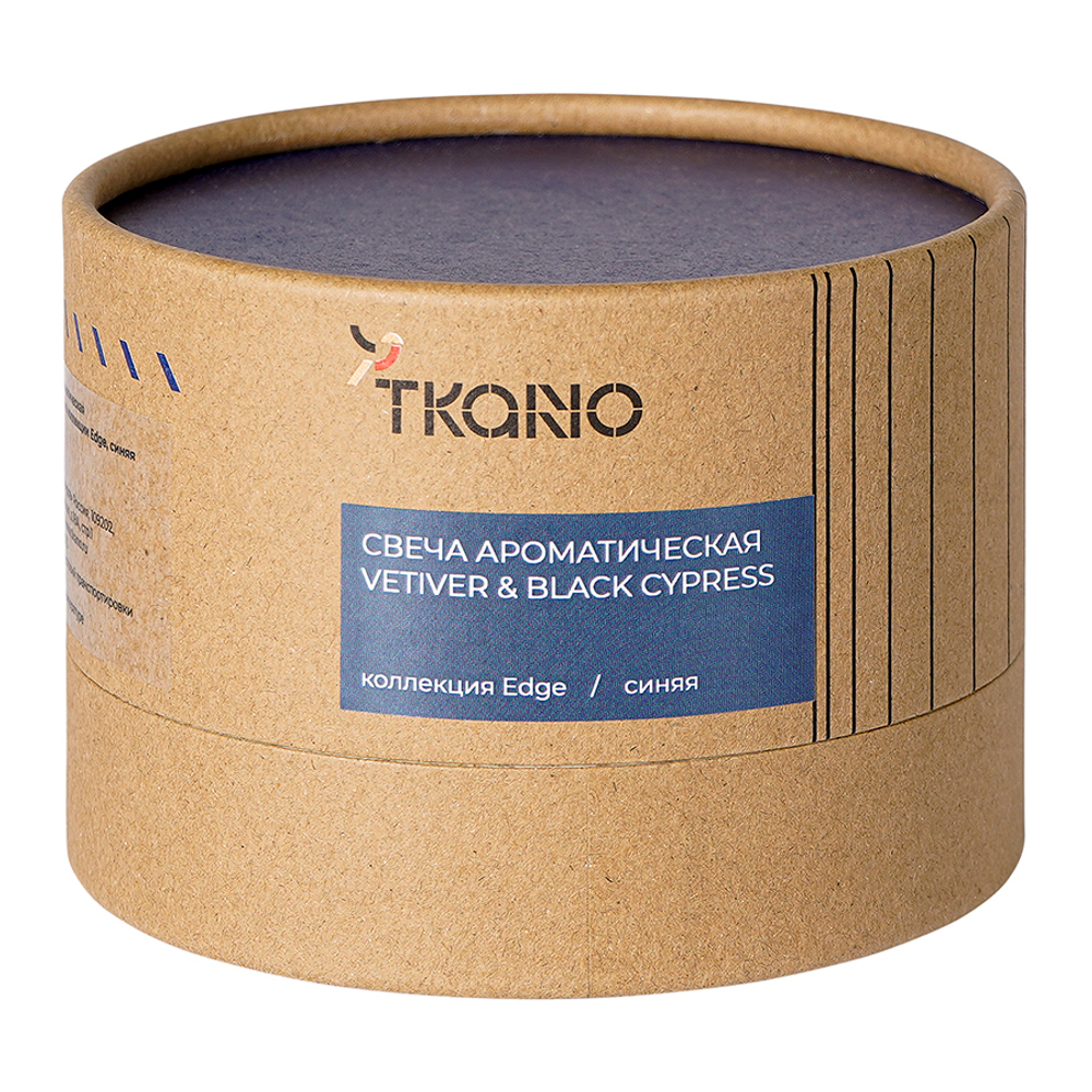 Свеча ароматическая Tkano Edge Vetiver & Black Cypress синяя 30ч