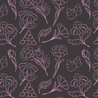 Pattern seamless decorative decoration black plants background