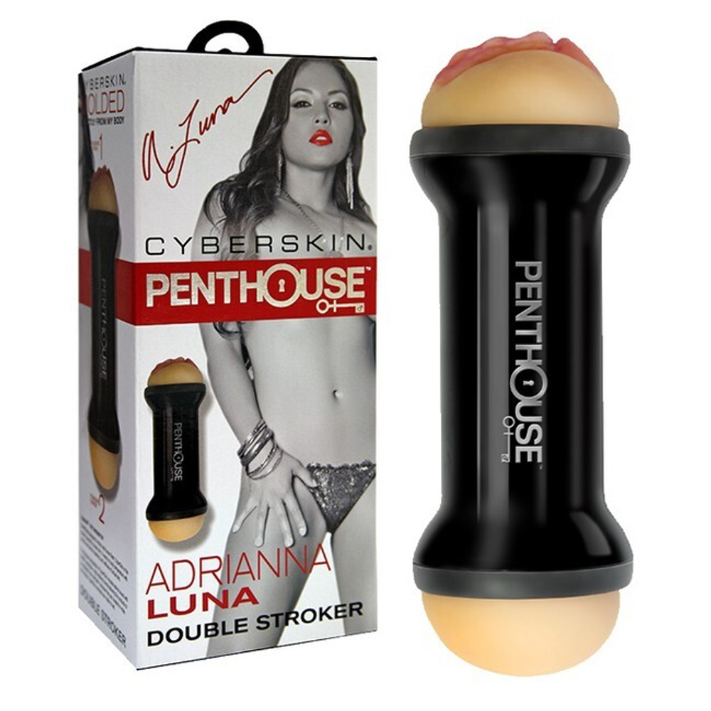 Мастурбатор двухсторонний анус и вагина в тубе Penthouse Double Sided Stroker, Adria (Цвет: телесный с черным)