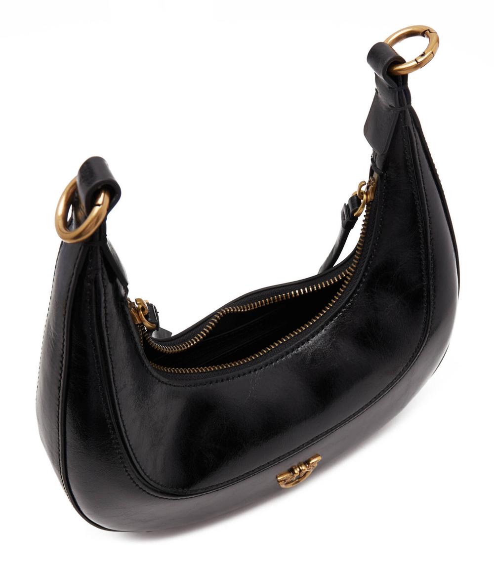 Кожаная сумка хобо brioche mini vitello shin Pinko - черный(101433 A106)