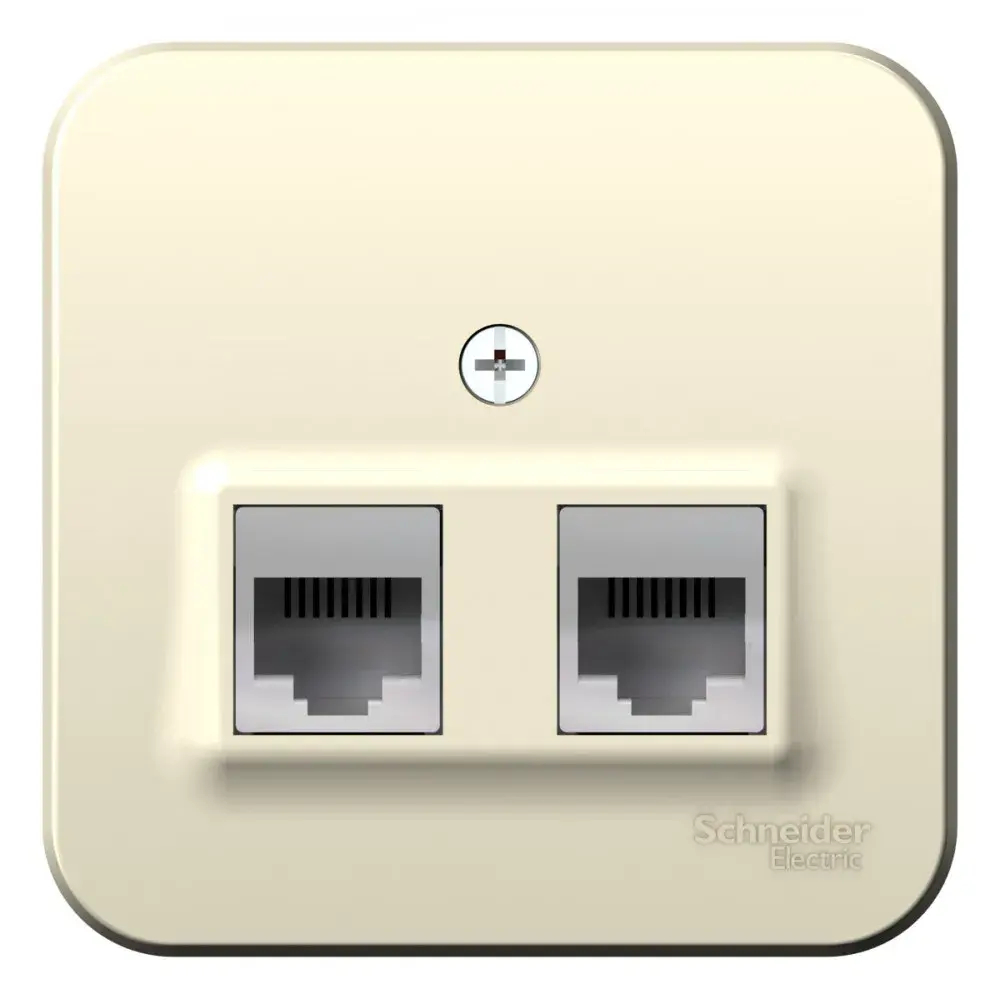 BLANCA О/У РОЗЕТКА двойная: комп.RJ45, кат.5E + телеф. RJ11, ИЗОЛ.ПЛ., МОЛОЧНЫЙ