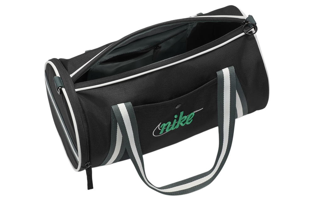 Nike Polyester Portable One Shoulder Crossbody Gym Bag Large Unisex Black & Vintage Green & Stadium Green