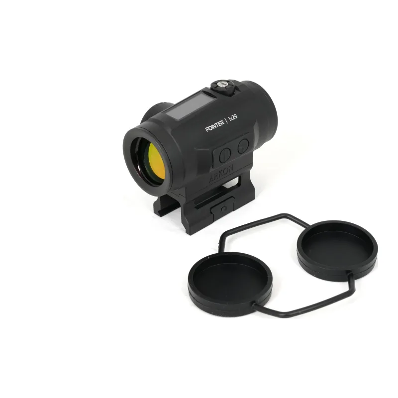 Коллиматорный прицел ARKON Pointer 1x29 / Аркон Поинтер 1 29 - ракурс в три четверти и защитные крышки