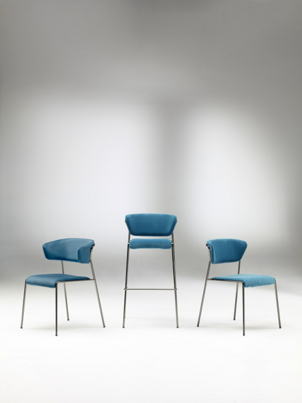 Стул с обивкой Scab Design Lisa, черный глянцевый никель, синий