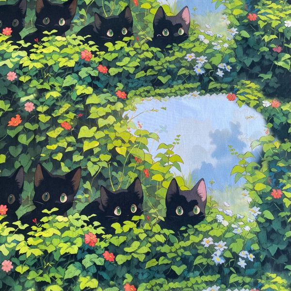 КОТИКИ АНИМЕ, 100% хлопок, Handmade Fabrics 1