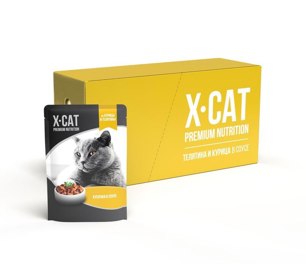 Консервы для кошек X-CAT курица и телятина 85 г Консервы для кошек X-CAT курица и телятина 85 г