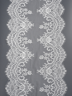 Кружево шантильи теплое белое неэластичное ширина 36 см купон 2,9 м С БРАКОМ