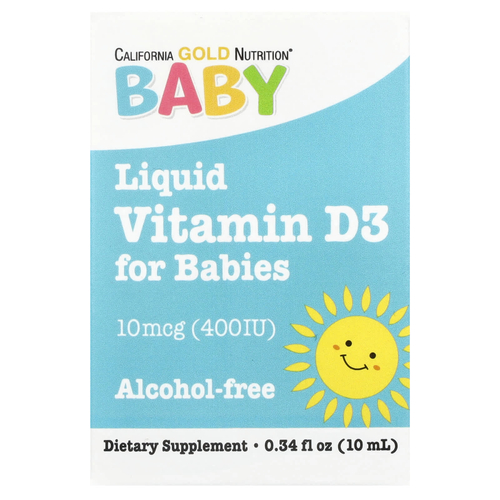 California Gold Nutrition, витамин D3 для детей в каплях, 10 мкг (400 МЕ), 10 мл