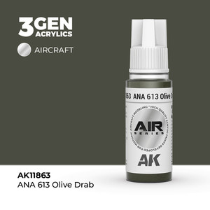 Акриловая краска AK Interactive ANA 613 Olive Drab 3GEN AIR, 18мл
