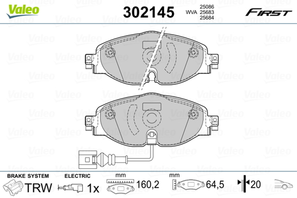 VALEO - 302145-VAL - Brake Pad Set, disc brake