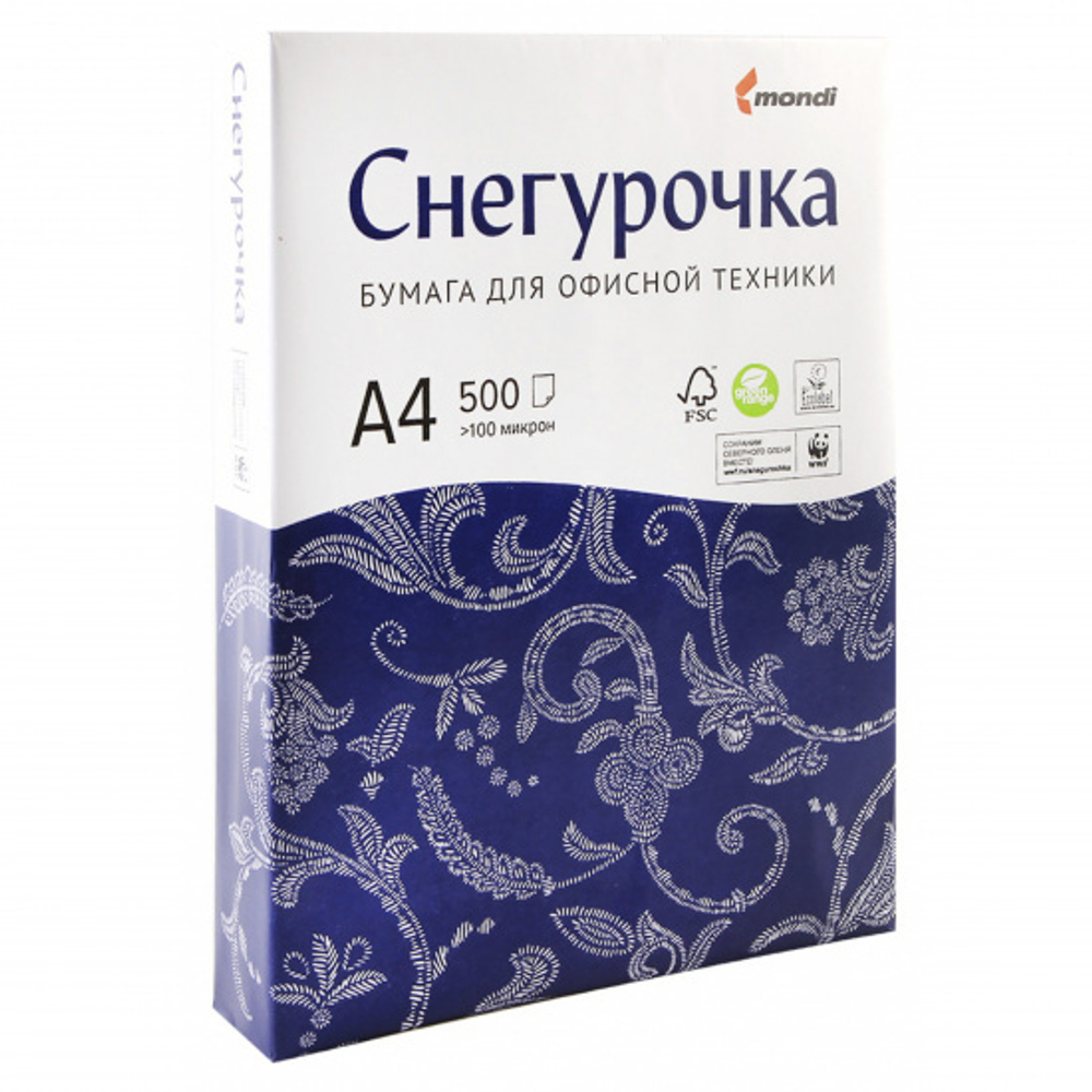 Бумага офисная, Снегурочка, А4, 80 г/кв.м, 500 листов, класс бумаги С, белизна CIE 146%