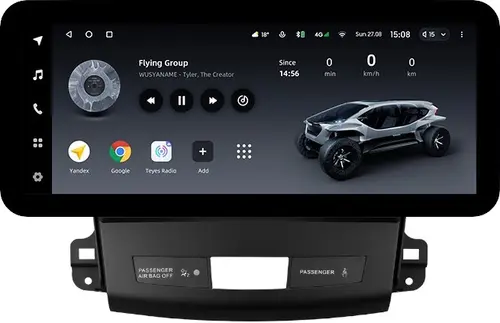 Магнитола для Mitsubishi Outlander XL, Peugeot 4007, Citroen C-Crosser (Rockford, рамка гладкая) - Teyes LUX ONE ROUND монитор 12.3" 2K QLED на Android 10, Быстрая, CarPlay, 4G SIM-слот