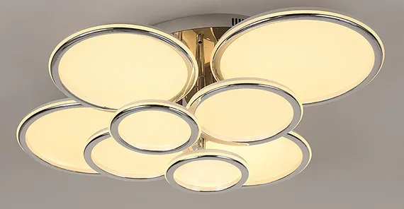 Люстра потолочная светодиодная Rilon 9301/2*4 CR, 304 Вт, хромированная