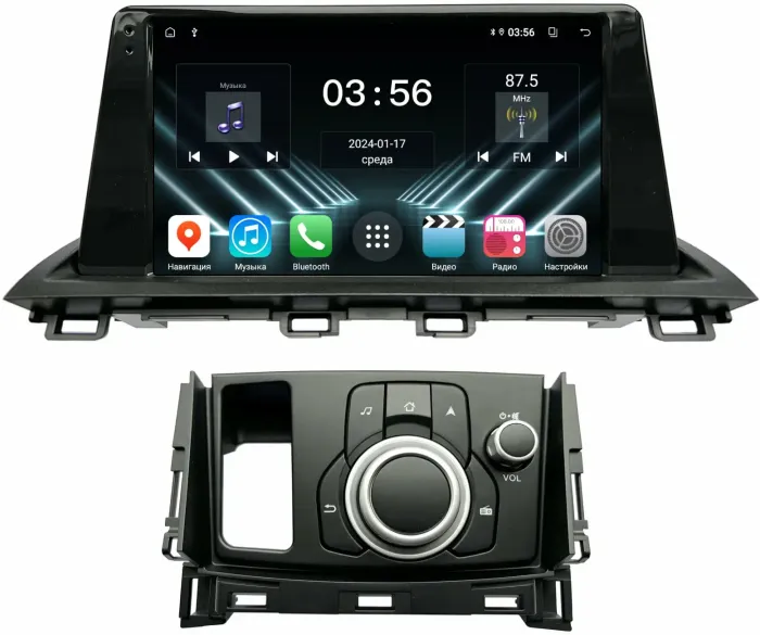 Магнитола для Mazda CX-4 2016-2024 (ШГУ монохром) - FarCar S280 монитор 9.5" IPS на Android 13, CarPlay