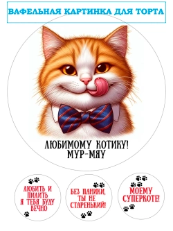 Формат А4 Вафельная картинка Любимому котику