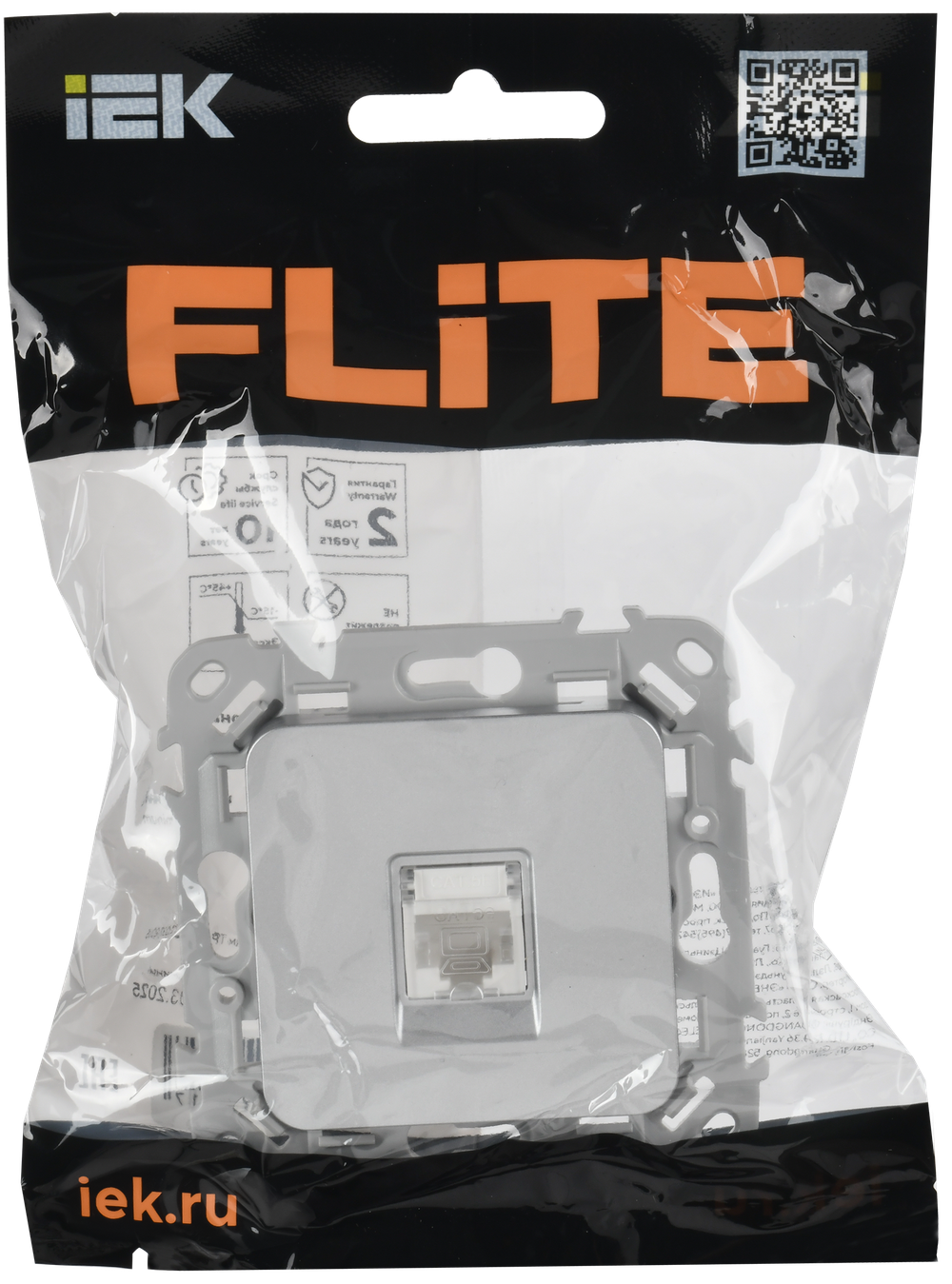 FLITE Розетка компьютерная RJ45 категория 6 UTP РК6-1-0-ФлА алюминий IEK