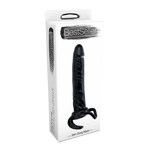 Чёрная насадка-фаллос для двойного проникновения INFLATABLE DILDO SLIM DONG - 13,5 см. (Цвет: черный)