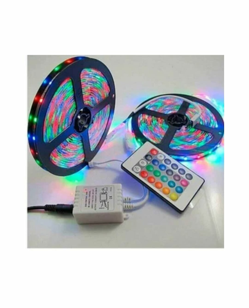 Светодиодная многоцветная RGB лента, 5 м. с блоком питания и пультом
