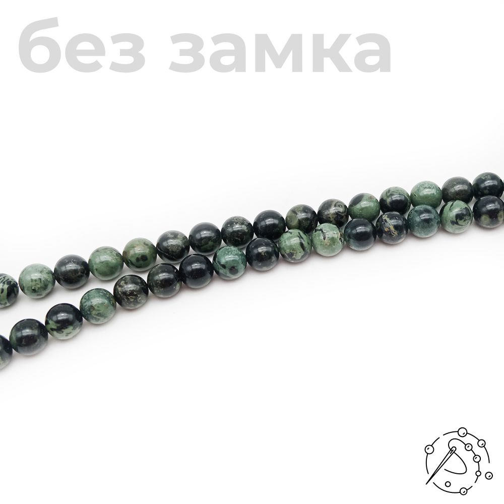 Нить бусин яшма черно-зеленая 8 мм