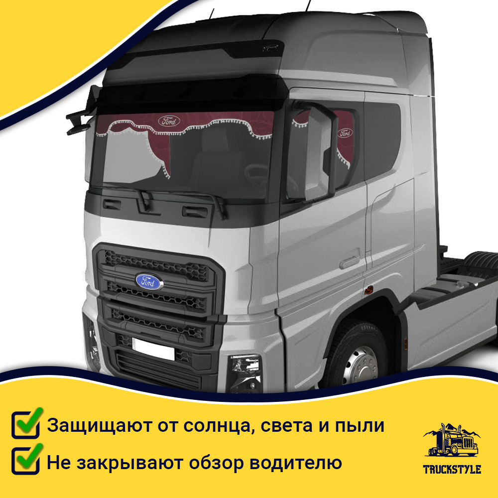 Ламбрекен с косынками Ford (флок, красный, белые шарики)