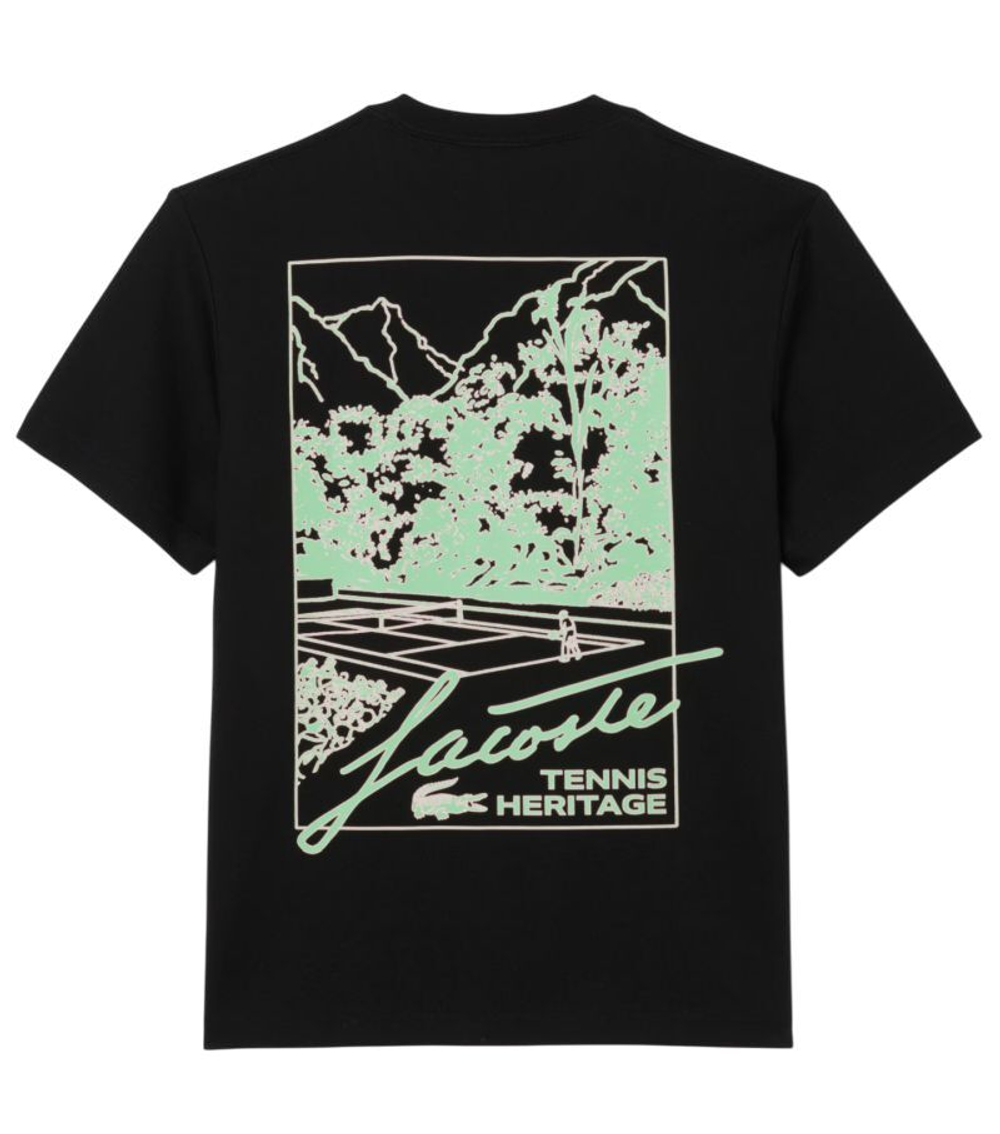Теннисная футболка Lacoste Printed Jersey - black