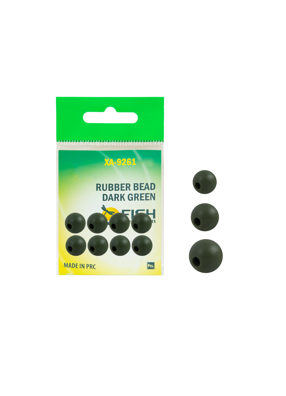Бусины резиновые Fish Crystal для монтажа рыболовных оснасток Rubber Bead DARK GREEN XA-9261 №8 ( 5 упаковок )