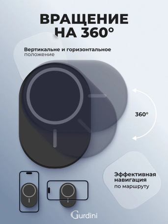 Автодержатель на дефлектор Gurdini Wireless Magsafe Car Charger Черный